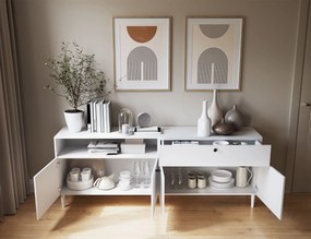 Komoda so skrinkami a zásuvkou DULLUM 200x75cm, biela