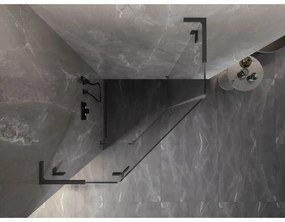 Mexen Lunar, L päťuholníkový sprchový kút naklápací doľava 100 x 100 cm, 8mm číre sklo, grafitový profil, 831L-100L-100P-95-00-L