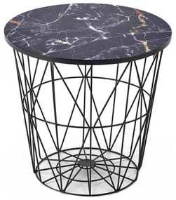 Konferenčný stolík HARISSA 41x42 cm čierna/čierny dekor mramoru