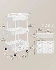 Pojízdný kuchyňský vozík Meshy bílý