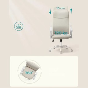 SongmicsHome Kancelárska stolička DINA, max.120kg, béžová/biela
