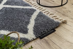 Koberec BERBER CROSS B5950, sivo - biely, strapce, Maroko Shaggy