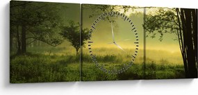 Obraz - Prebúdzajúci sa les (s hodinami) (90x30 cm)