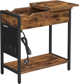 Odkladací stolík Vasagle Laurin s USB portami hnedý/čierny