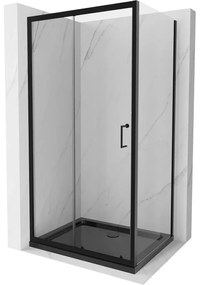 Mexen Apia sprchová kabína, posuvné dvere 130 x 100 cm, transparentnéné, čierna + závesný bidet Flat, čierna