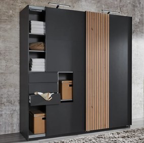 Šatníková skriňa Coburg, 180 cm, grafit/dub artisan