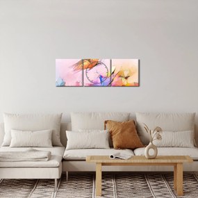 Obraz - Motýľ nad kvetinou, abstrakcia (s hodinami) (90x30 cm)