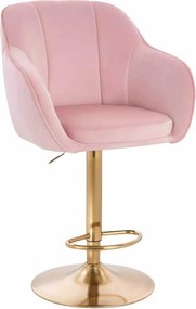 LuxuryForm DESIGN Barová stolička AVOLA VELUR na zlatom tanieri - svetlo ružová