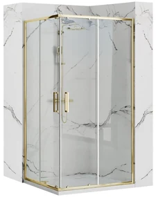 Rea Punto, sprchovací kút 100x80x190 cm, 5mm číre sklo, zlatý lesklý profil + biela sprchová vanička Savoy, KPL-K6442