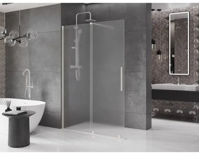 Mexen Velar, sprchová zástena s posuvnými dverami Walk-in 140 x 200 cm, 8mm sklo námraza, brúsená oceľ, 871-140-000-33-97