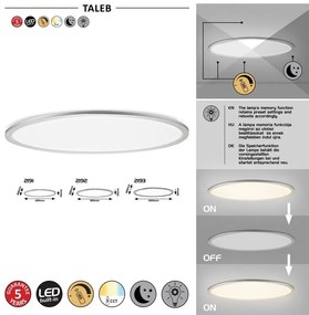 Rabalux LED stropné svietidlo Taleb 40W | 3200lm | 3000K-6000K - CCT, stmievateľné, diaľkové ovládanie