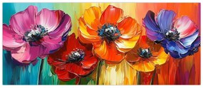Obraz - Päť pestrofarebných kvetov (120x50 cm)