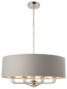 Endon 94415 - Luster na reťazi HIGHCLERE 8xE14/40W/230V šedá/lesklý chróm