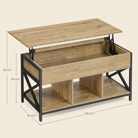 Konferenčný stolík TAYLOR ARTISAN s výsuvnou doskou 100x50 cm