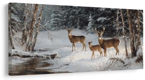 Obraz jeleňová rodina v zime