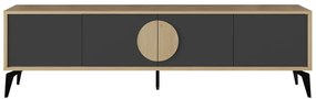 TV stolík v dekore duba v čierno-prírodnej farbe 180x51 cm Vae – Marckeric