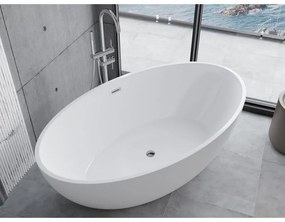 Mexen Nike, voľne stojaca vaňa 175 x 100 cm, biela, chrómový prepad, 54071751000-01