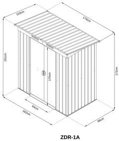 Záhradný domček BestBerg ZDR-1A / 1,9 m² / 110 x 174 x 191 cm / sivá