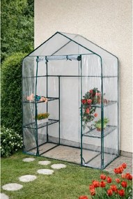 Mini fóliový skleník s policami BestBerg BBGH-195 / 143 × 73 × 195 cm / čierna/transparentná