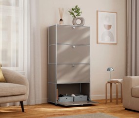 Vysoký kovový regál »CN3« so 4 priehradkami, hnedosivý