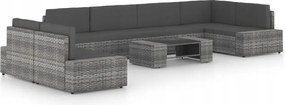 vidaXL 8-dielna záhradná sedacia súprava s podložkami polyratan sivá