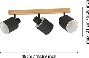 Bodové svietidlo v čiernej a prírodnej farbe 5x48 cm BATALLAS - EGLO