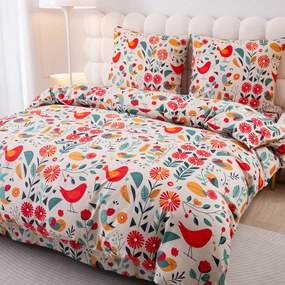 Obliečky z mikrovlákna RETRO VTÁČIK farebné Rozmer obliečky: 70 x 90 cm | 140 x 220 cm