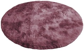 Tmavoružový okrúhly shaggy koberec Ombre Rozmer: 160