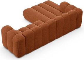 Ženilková rohová pohovka v tehlovej farbe (ľavý roh/s leňoškou) Lupine – Micadoni