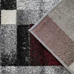 DY Sivo-červený koberec s geometrickým vzorom Otto 09 Rozmer: 80x150 cm