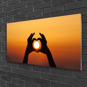 Skleneny obraz Ruky srdce slnko láska 125x50 cm