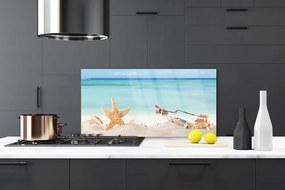 Sklenený obklad Do kuchyne Hviezdice mušle pláž 120x60 cm