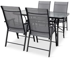 Záhradný jedálenský set Porto 140 cm + 4x kovová stolička Solano