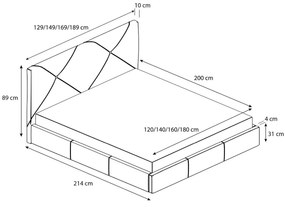 Čalúnená posteľ KARINO rozmer 180x200 cm Tmavosivá