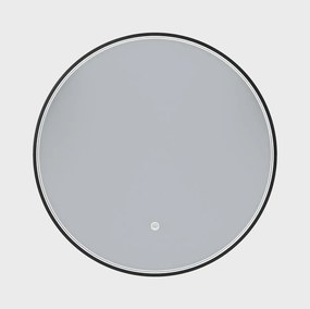 Erga Charlotte, okrúhle LED zrkadlo 60cm, čierny kovový rám, 1380 lm, 6500K, predné bočné osvetlenie, ERG-V01-204-6060-BK