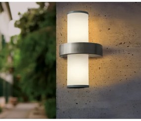 EGLO 86541 - vonkajšie nástenné svietidlo BEVERLY 2xE27/60W strieborná / biela