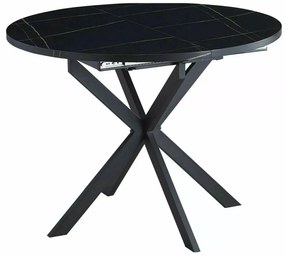 Rozkladací jedálenský stôl GASTON 100(135)X100 cm, čierny mramorový dekor