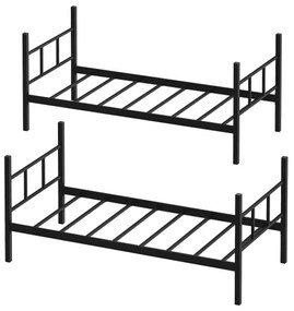 Kovová patrová posteľ MAVEN 90x200 cm čierna nosnosť 2x100 kg