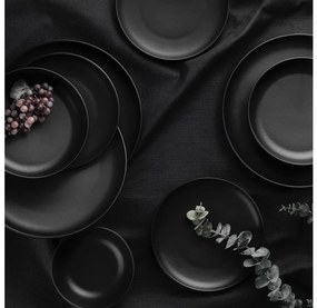 24-dielna jedálenská súprava, čierna, porcelán