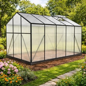 Skleník so základňou BestBerg BBGH‑1006B / 5,95 m² / 313 × 190 × 194 cm / čierna