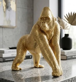 Dekoratívna soška Gorilla Side zlatá