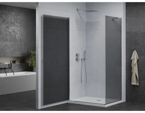 Mexen Pretoria, sprchovací kút 80 (dvere) x 120 (stena) cm, 6mm šedé sklo, chrómový profil + biela sprchová vanička, 852-080-120-01-40-4010