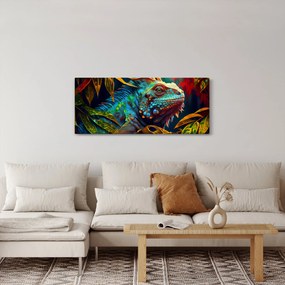 Obraz - Farebný leguán (120x50 cm)
