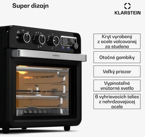 Klarstein Air Glaze teplovzdušná fritéza, 2000 W, 34 litrov, panoramatické okno, vrátane sady príslušenstva