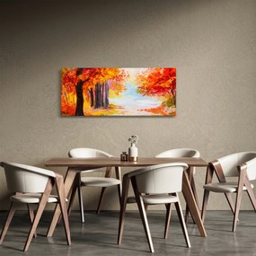 Obraz - Olejomaľba, farebná jeseň (120x50 cm)