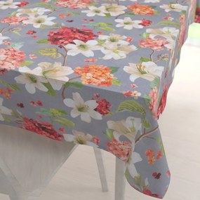 Biante Dekoračný obdĺžnikový obrus Leona LN-117 Hortenzie a ľalie na sivom 130x220 cm