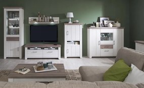 Obývacia stena Cruz, kombi, bielená pínia/šedý dub