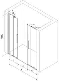 Mexen Velar Duo, posuvné sprchové dvere do otvoru 170 cm, 8mm šedé sklo, zlatá lesklá, 871-170-000-42-50