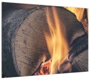 Sklenený obraz horiaceho dreva (70x50 cm)