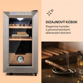 Klarstein El Presidente 23, humidor na cigary, 23 l, 45 W, dotykové ovládanie, bukové drevo, LED